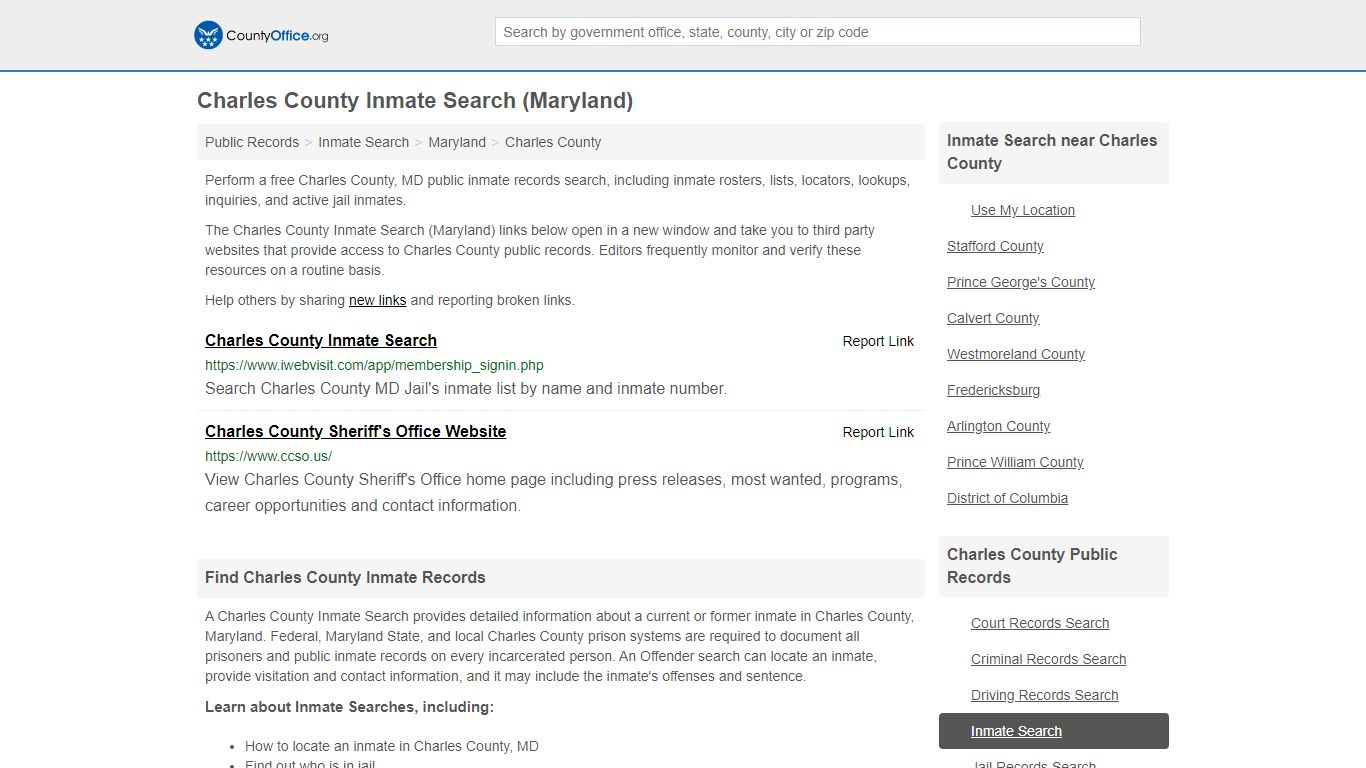 Inmate Search - Charles County, MD (Inmate Rosters & Locators)